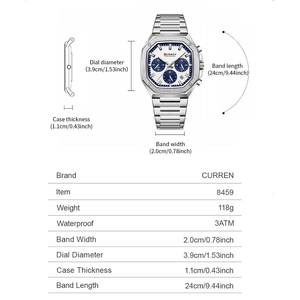 CURREN Luxury Square Chrono Wa - đánh giá và giá Luxury Watch With Bracelet