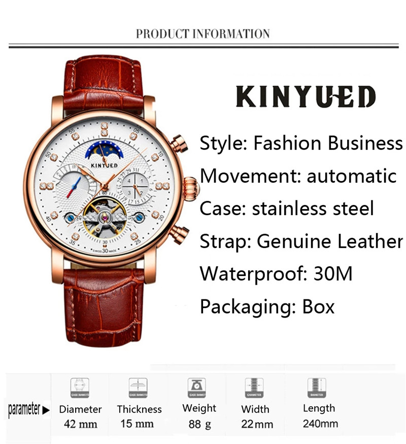 Luxury Brand KINYUED Automatic - đánh giá và giá Luxury Watch On Sale